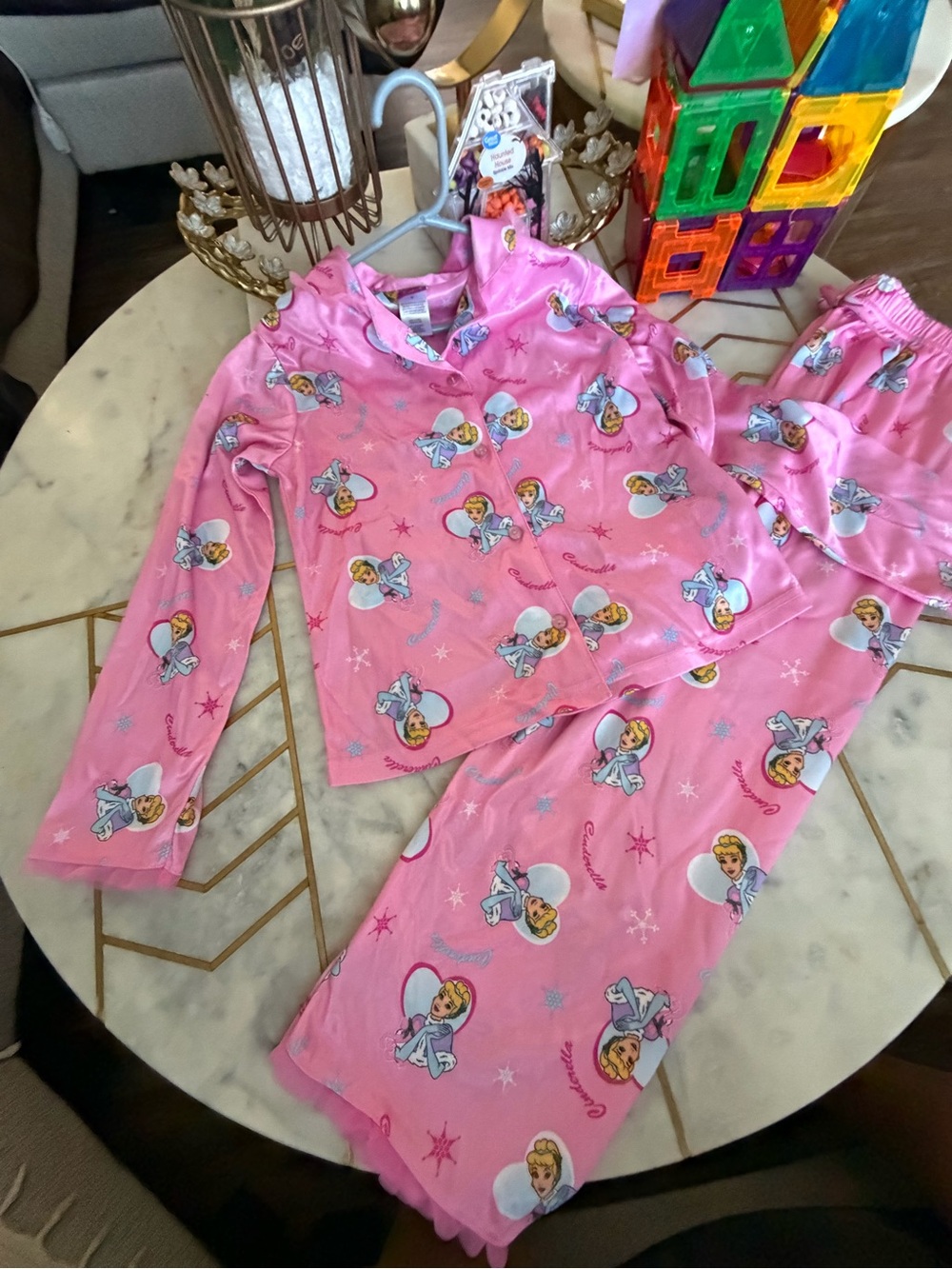 Disney Girls Pink Cinderella Pajama Set